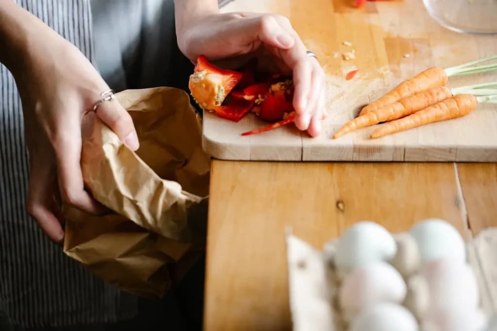 Food scraps separated during prep